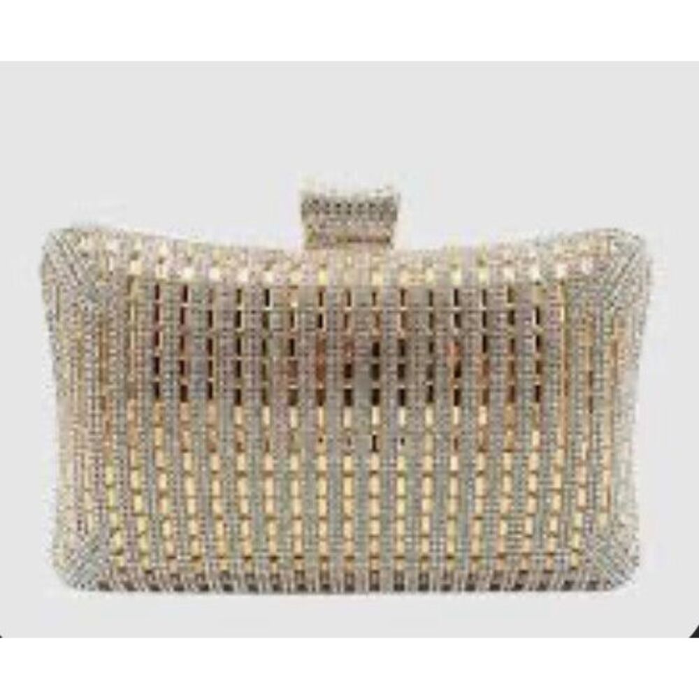 Rhinestone embellished Evening bag-Gold